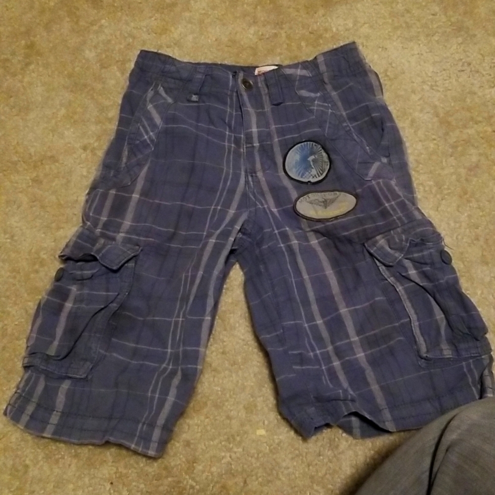 Boy's Size 7, Mossimo Blue Khaki Shorts with cool patches! BUNDLE TO SAVE!